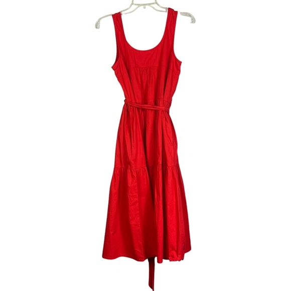 Roller Rabbit Coley Cotton Poplin Tiered Midi Dress in Scarlet